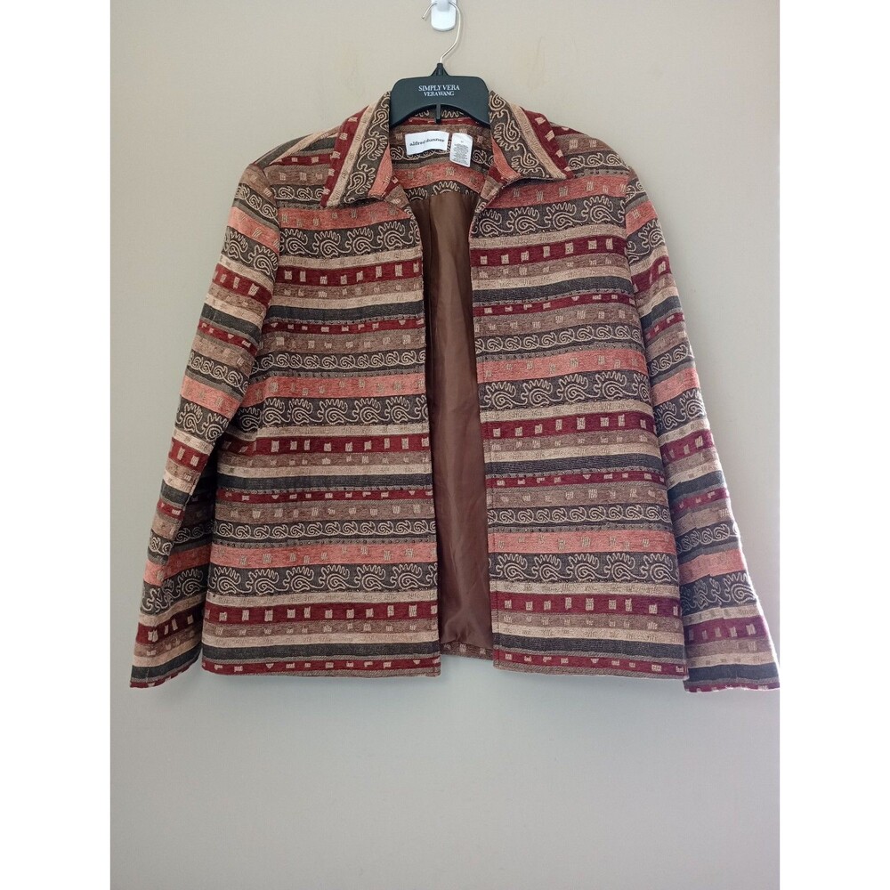 Alfred Dunner Tapestry Style Open Front Blazer Size 14